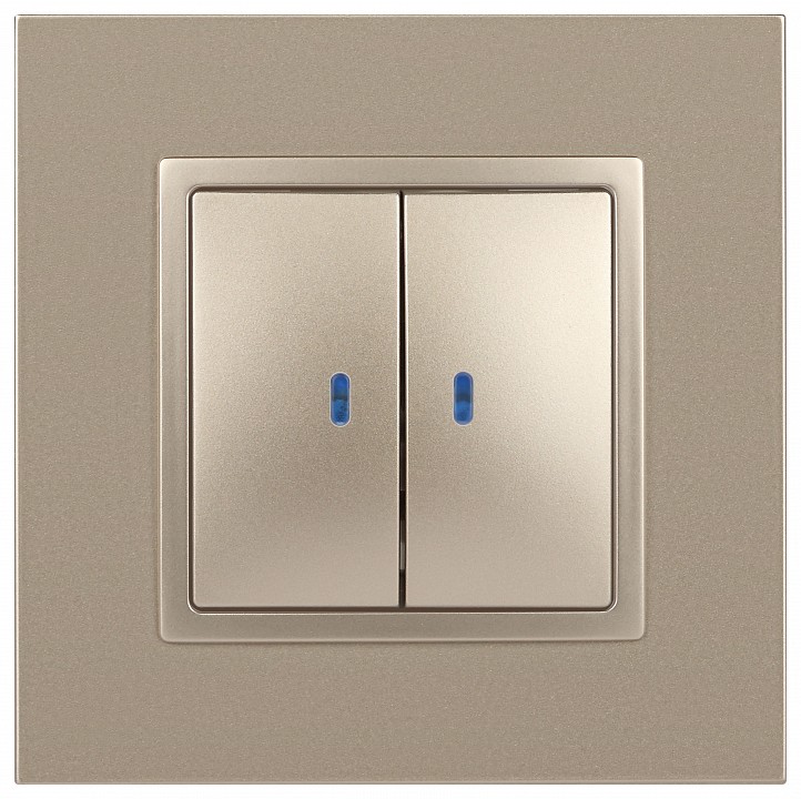 Выключатель двухклавишный с подсветкой без рамки Эра Эра Elegance 14-1105-04