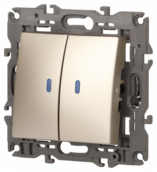 Выключатель двухклавишный с подсветкой без рамки Эра Эра Elegance 14-1105-04