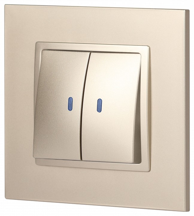 Выключатель двухклавишный с подсветкой без рамки Эра Эра Elegance 14-1105-04