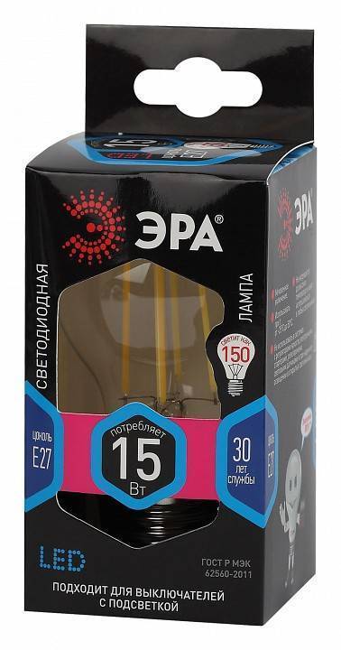 Лампа светодиодная филаментная ЭРА F-LED A60 15 Вт E27 4000 K Б0046983