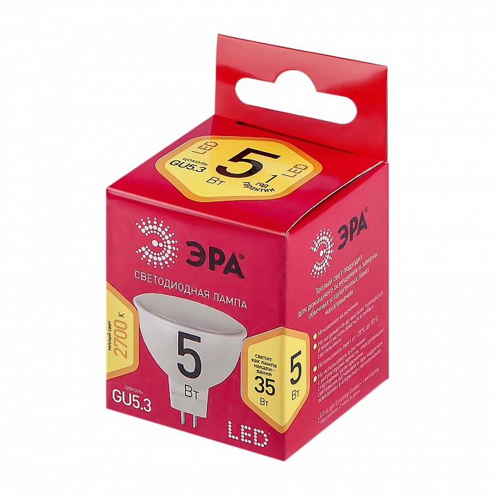 Лампа светодиодная Эра  LED MR16-5W-827-GU5.3 R