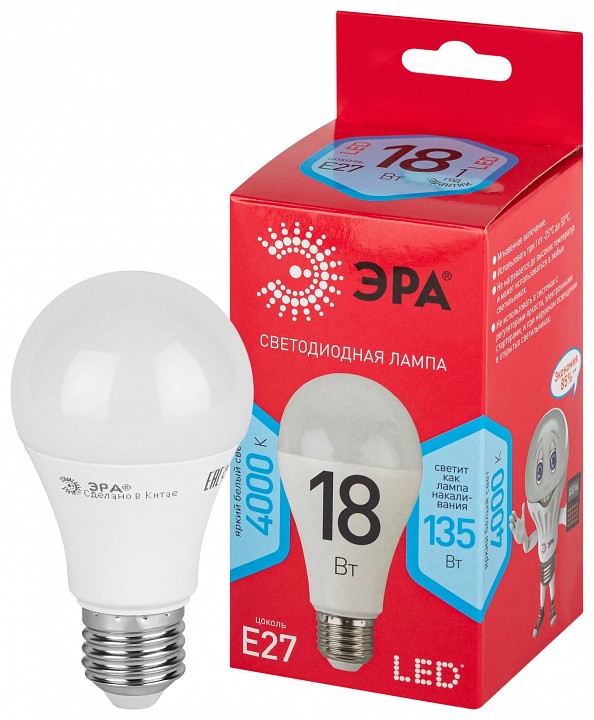 Лампа светодиодная Эра  LED A65-18W-840-E27 R