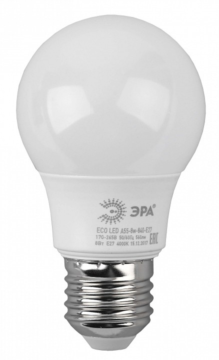Лампа светодиодная Эра  LED A55-8W-840-E27 R