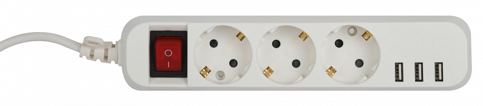 Удлинитель с выключателем Эра  U-3es-3m-USB