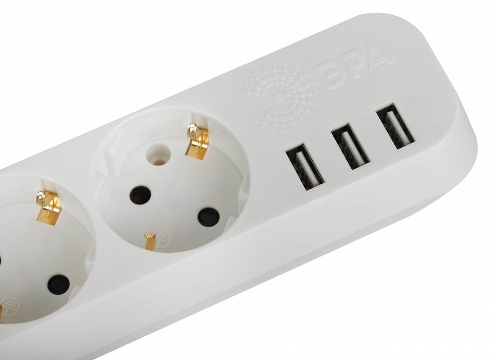 Удлинитель с выключателем Эра  U-3es-5m-USB