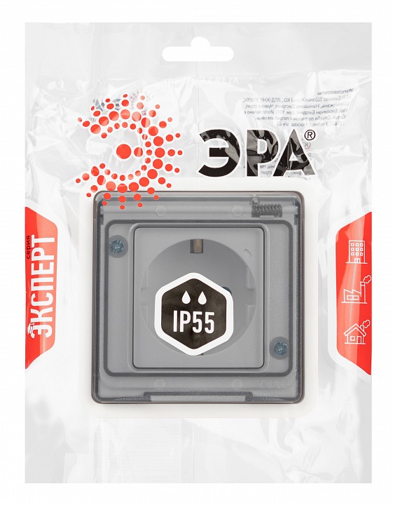 Розетка с заземлением и со шторкой, с крышкой Эра Эра Эксперт 11-2522-01