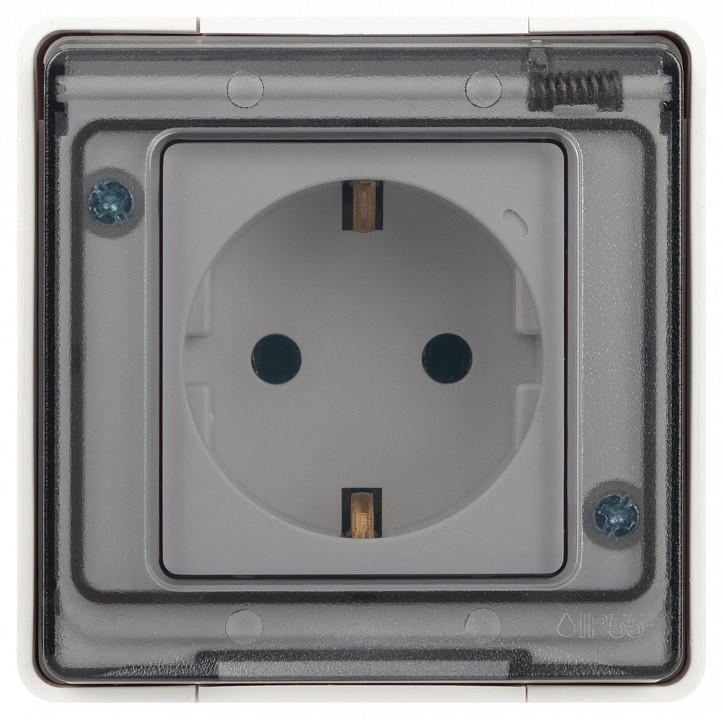 Розетка с заземлением с крышкой Эра Эра Эксперт 11-2501-01
