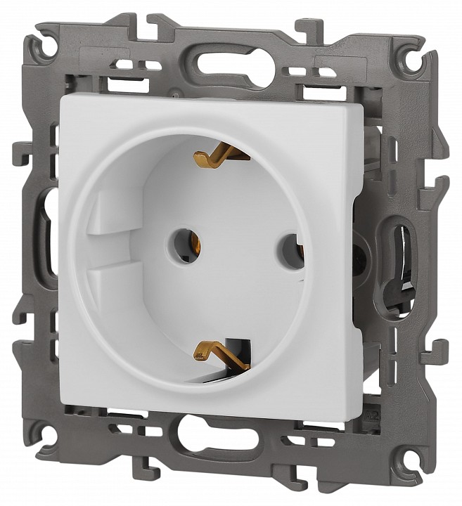 Розетка с заземлением, без рамки Эра Эра Elegance 14-2101-01М