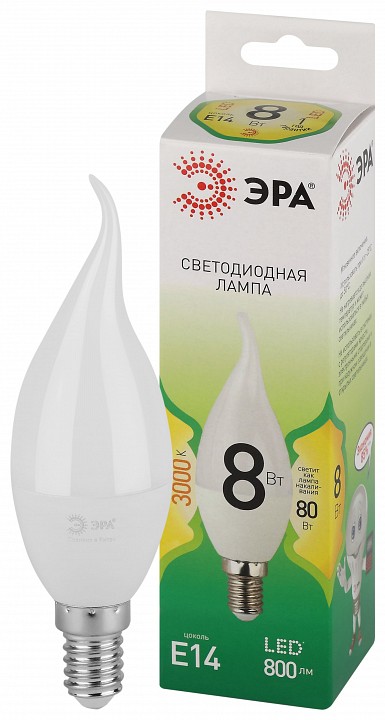 Лампа светодиодная Эра Green Line LED BXS-8W-830-E14 GL