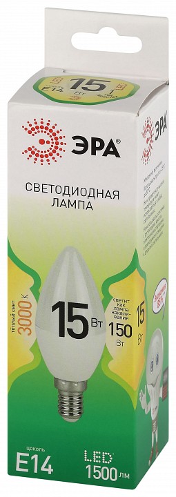 Лампа светодиодная Эра Green Line LED B35-15W-830-E14 GL