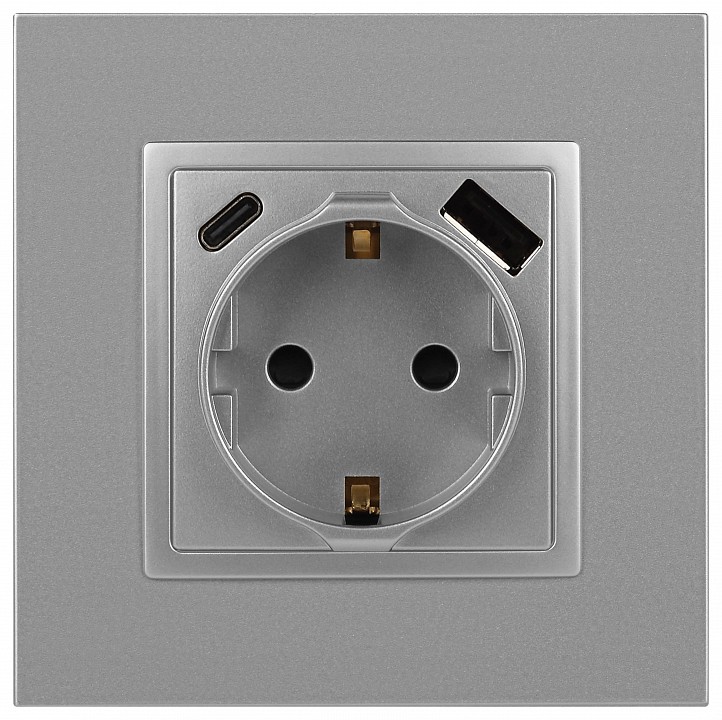 Розетка с заземлением и со шторкой и 2хUSB, без рамки Эра Эра Elegance 14-4108-03