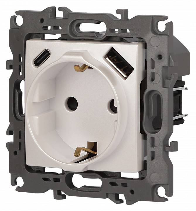 Розетка с заземлением и со шторкой и 2хUSB, без рамки Эра Эра 12 12-4108-15