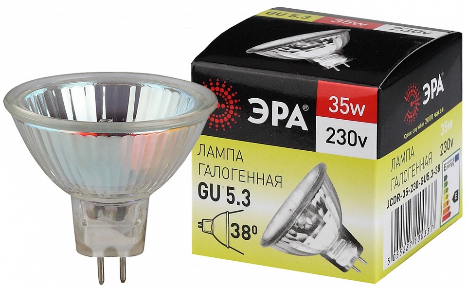 Лампа галогенная ЭРА GU5.3 MR16 35 Вт 230 В GU5.3-JCDR-35W-230V-CL