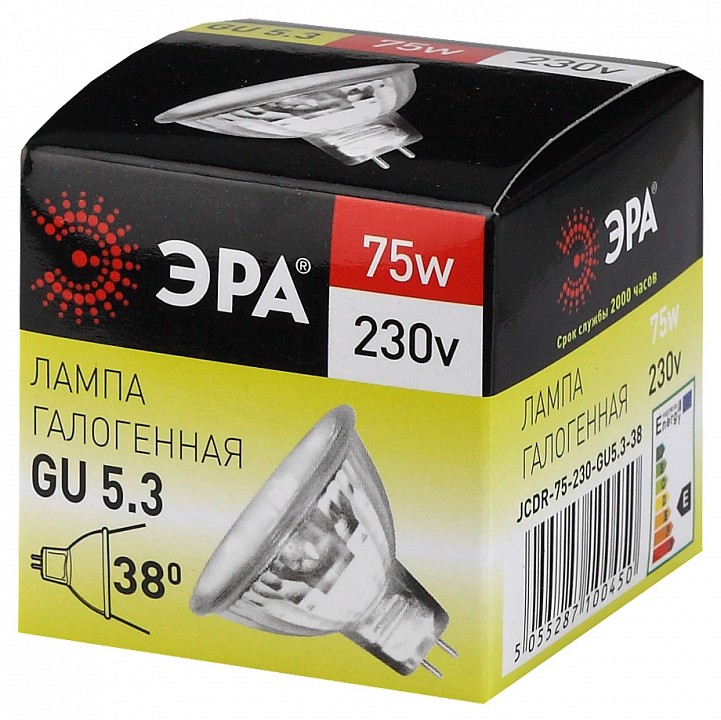 Лампа галогеновая Эра  GU5.3-JCDR (MR16) -75W-230V-CL