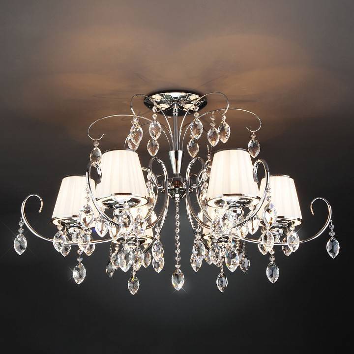 Люстра на штанге Eurosvet Rosalva 10021/6 хром прозрачный хрусталь Strotskis 10021/6