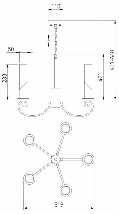 Подвесная люстра Eurosvet Banci золото 60117/5