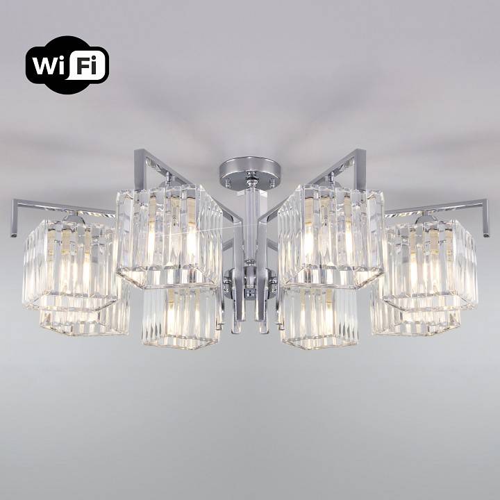 Люстра на штанге Eurosvet April 10126/8 хром/прозрачный хрусталь Strotskis Smart 10126/8