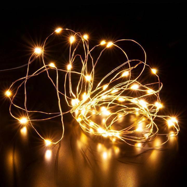 Гирлянда Нить Eurosvet Роса 400-007 теплый белый 5 м на батарейках 400-007