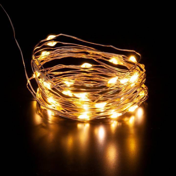 Гирлянда Нить Eurosvet Роса 400-007 теплый белый 5 м на батарейках 400-007