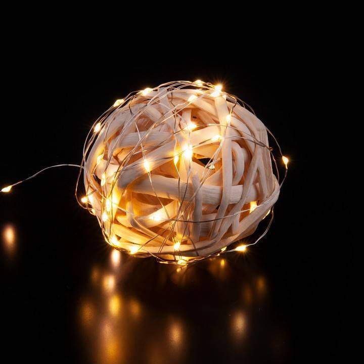 Гирлянда Нить Eurosvet Роса 400-007 теплый белый 5 м на батарейках 400-007