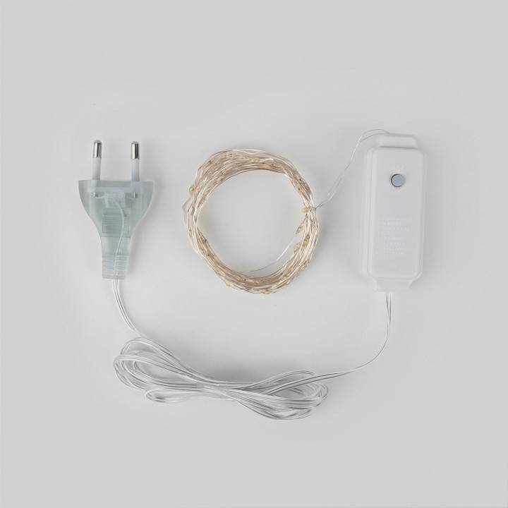 Гирлянда Нить Eurosvet Роса 400-007 теплый белый 5 м на батарейках 400-007