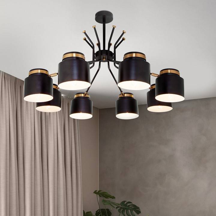 Люстра на штанге Eurosvet Batler 70133/8 черный 70133/8