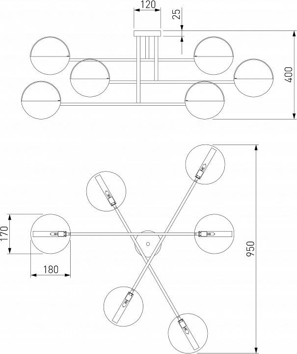 Потолочная люстра Eurosvet Grazia 70148/6 черный/золото