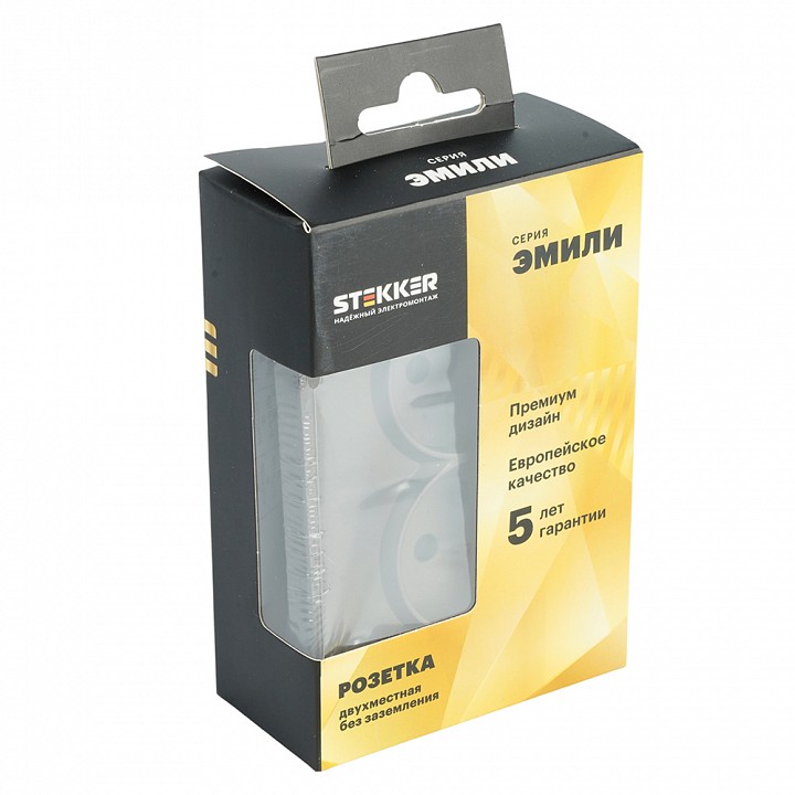 Розетка двойная без заземления и со шторкой, без рамки Stekker RST10-5116-09 49929