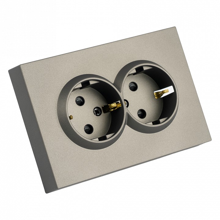 Розетка двойная с заземлением и со шторкой, без рамки Stekker RST16-5114-09 49934