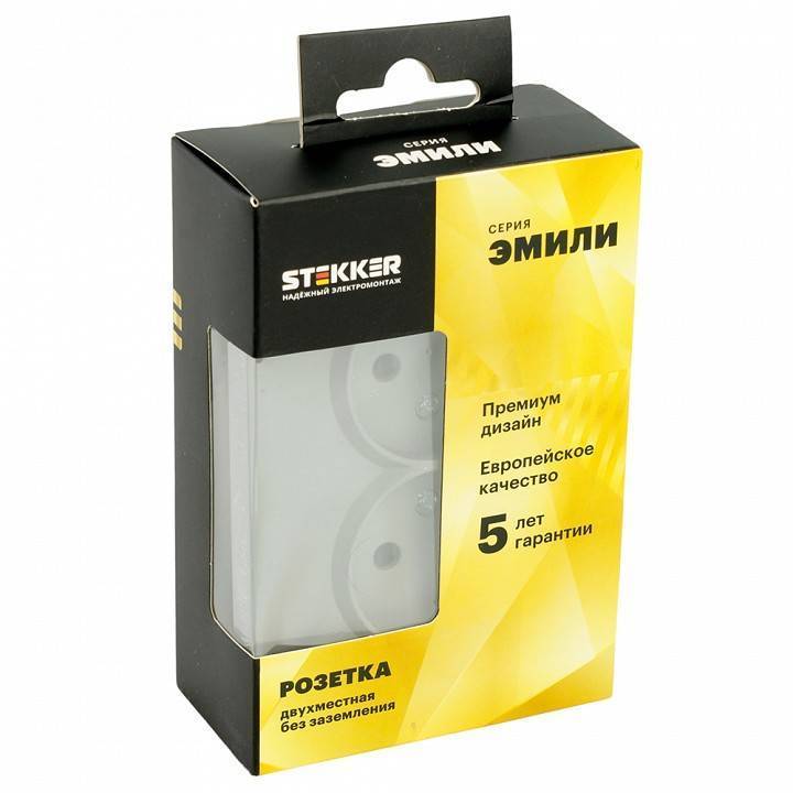 Розетка двойная без заземления, без рамки Stekker Эмили 49955