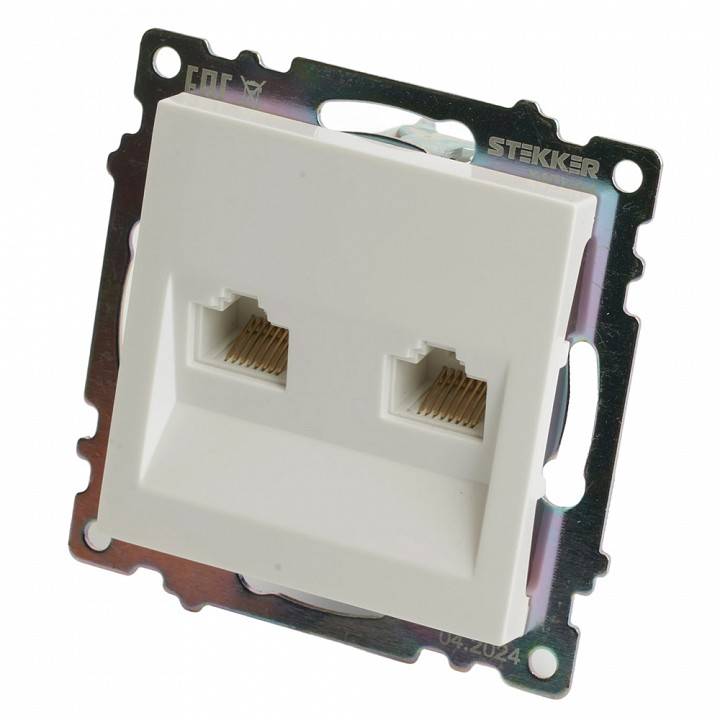 Розетка двойная Ethernet RJ-45 без рамки Stekker Катрин 50003