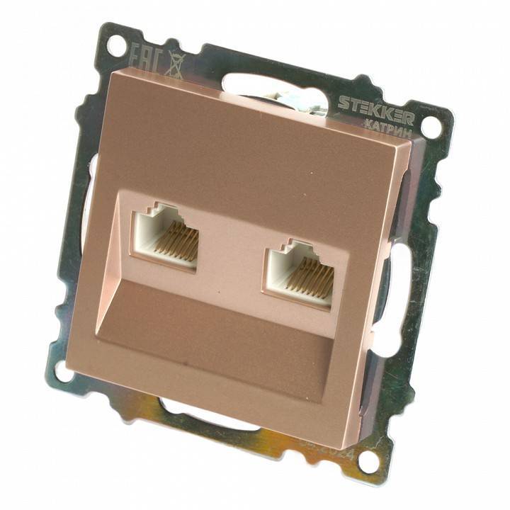 Розетка двойная Ethernet RJ-45 без рамки Stekker Катрин 50004