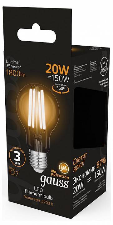 Лампа светодиодная Gauss Filament A60 E27 20 Вт 2700 K 102902120