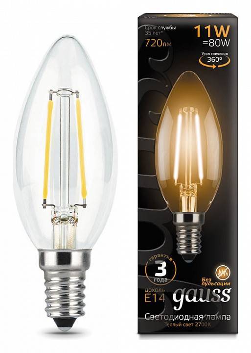 Лампа светодиодная Gauss Filament E14 11 Вт 2700 K 103801111