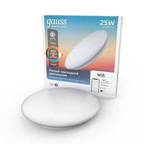 Светильник светодиодный накладной Gauss Smart Home круг 12 Вт CCT+RGB 2050112