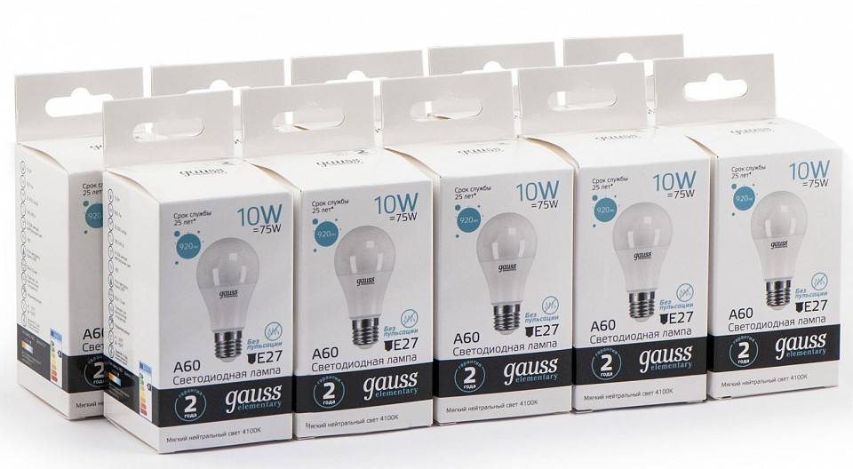Лампа светодиодная Gauss Black A60 10 Вт E27 4100 К 23220