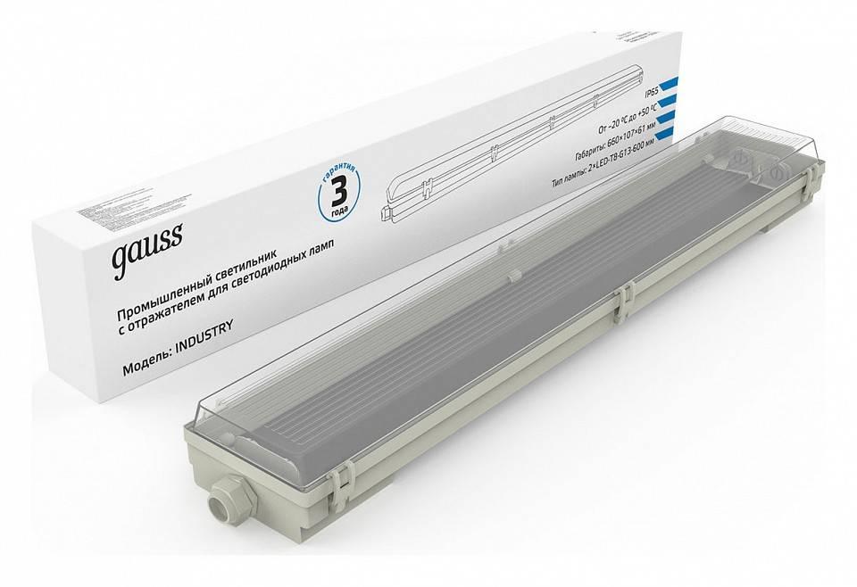 Светильник промышленный накладной Gauss Industry 60 Вт 6500 К 909410260