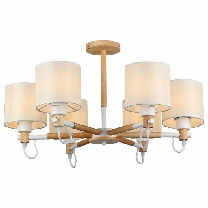 Люстра на штанге Imex MD.19107 6 ламп MD.19107-6-S-WOOD+WH