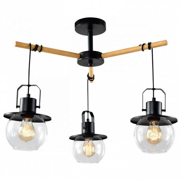 Люстра на штанге Imex Freedom 3 лампы MD.23044-3-S-BK+WOOD