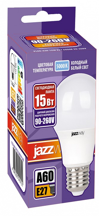 Лампа светодиодная Jazzway  PLED-SP A60 15W E27 5000K 90-260V