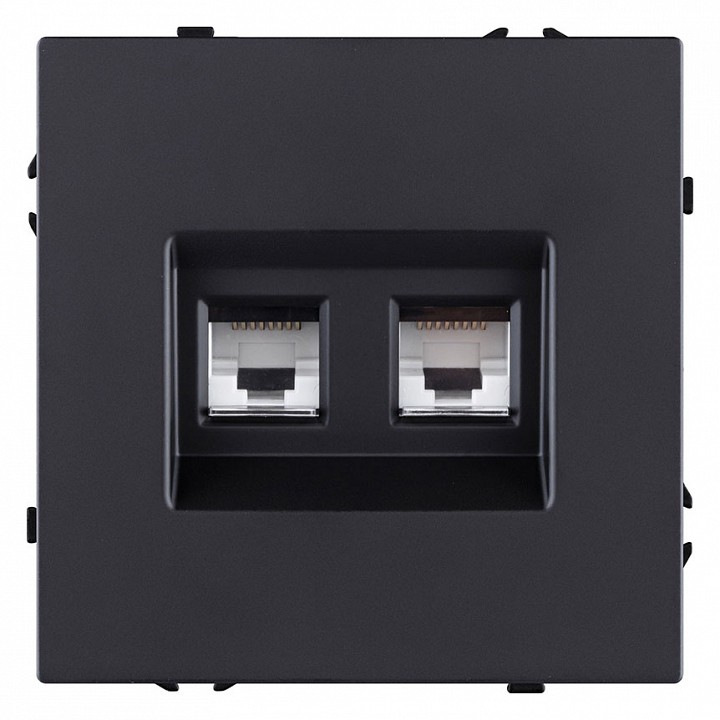 Розетка двойная Ethernet RJ-45 и со шторками, без рамки Kollinger Eclipse EC-018BK