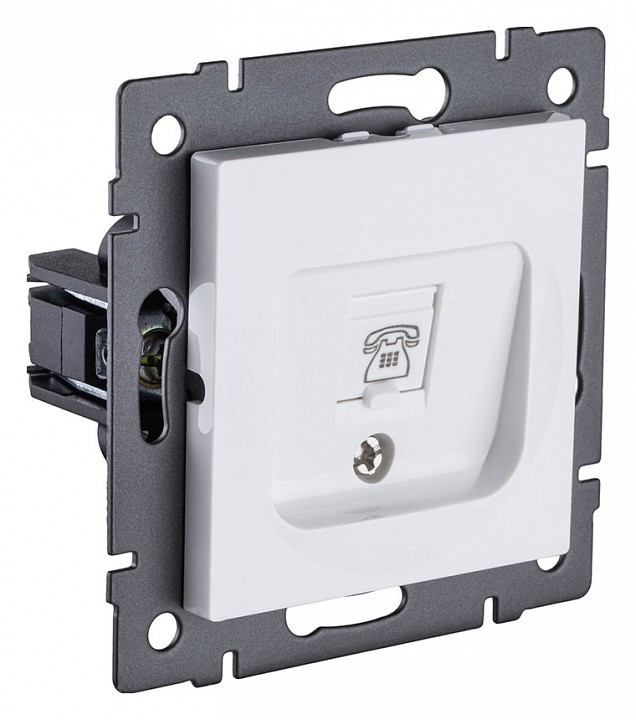 Розетка телефонная RJ-11 со штрокой, без рамки Kollinger  REA-009WH