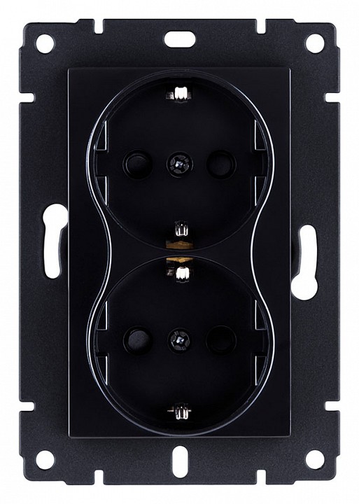 Розетка двойная с заземлением, без рамки Kollinger  REA-032BK