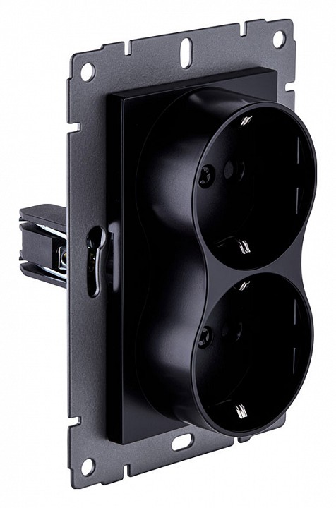 Розетка двойная с заземлением, без рамки Kollinger  REA-032BK