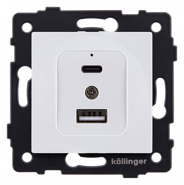 Розетка 2хUSB type A и C без рамки Kollinger  REA-037WH