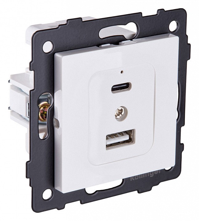 Розетка 2хUSB type A и C без рамки Kollinger  REA-037WH