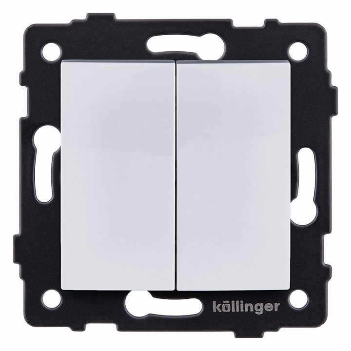 Выключатель проходной двухклавишный без рамки Kollinger  REA-R-009WH