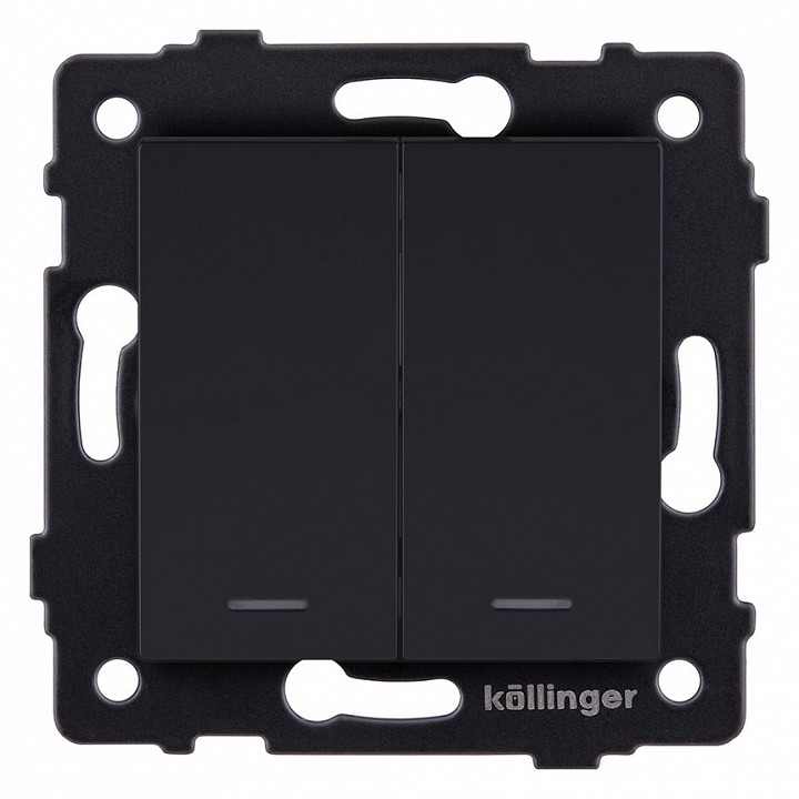 Выключатель проходной двухклавишный с подсветкой без рамки Kollinger  REA-S-010BM