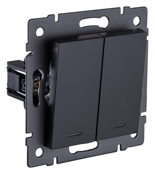 Выключатель проходной двухклавишный с подсветкой без рамки Kollinger  REA-S-010BM