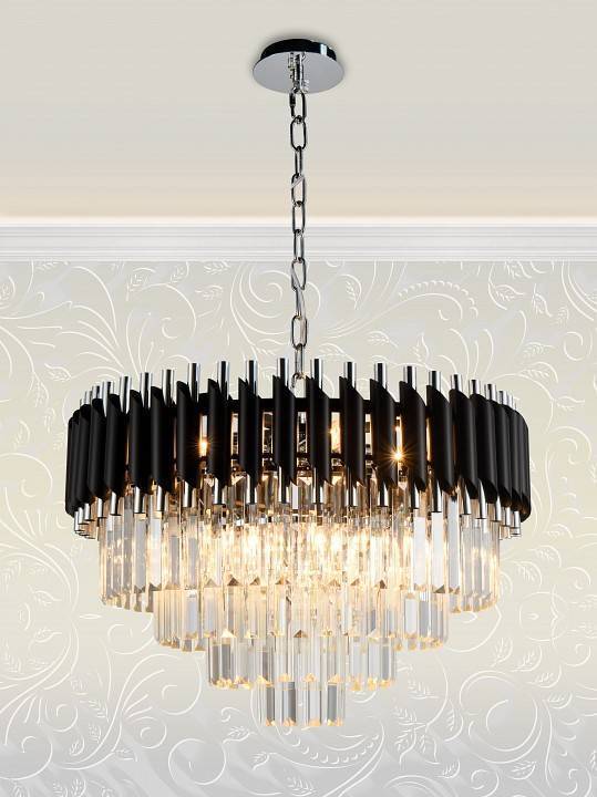 Подвесная люстра Natali Kovaltseva DARIAN 76017/10C CHROME BLACK